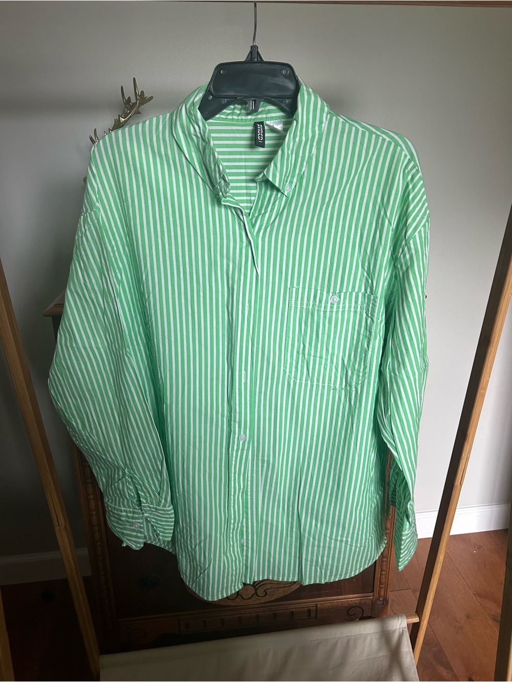 Classic Green Stripe Button-Up Shirt